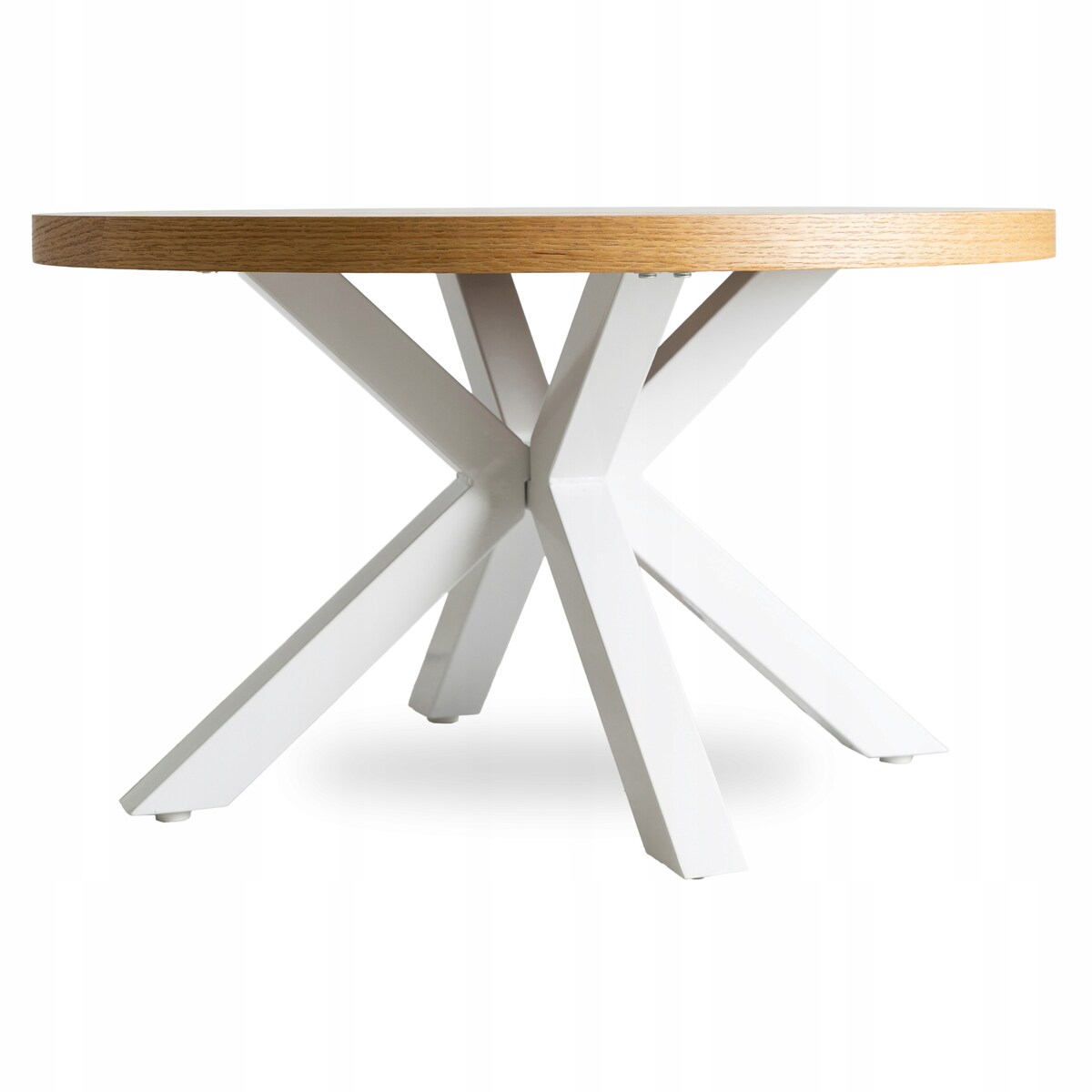 Stolik Kawowy Okrągły Mały Biały Dąb Złoty Loft Nowoczesny Ława LINCOLN