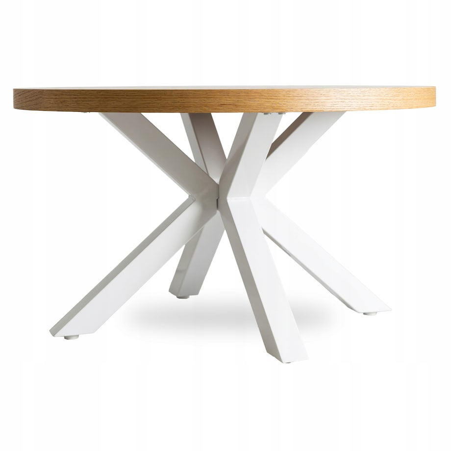 Stolik Kawowy Okrągły Mały Biały Dąb Złoty Loft Nowoczesny Ława LINCOLN