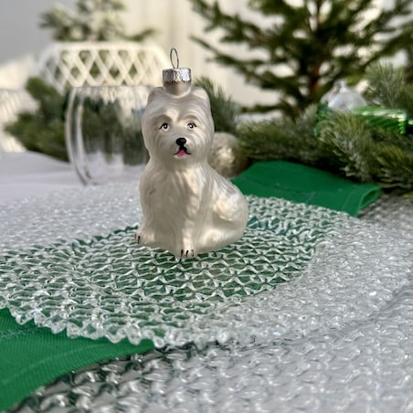 VILLA ITALIA Bombka szklana PIES biały 8,5 cm