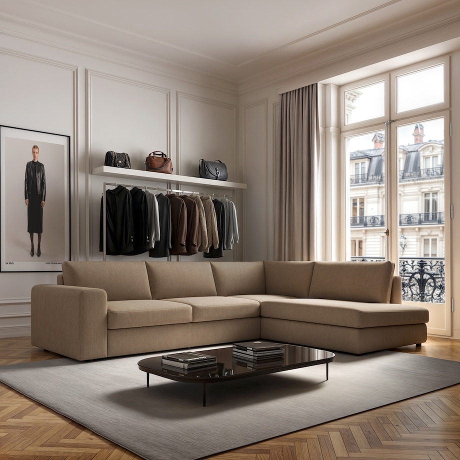 Sofa narożna prawa Baga camelowa