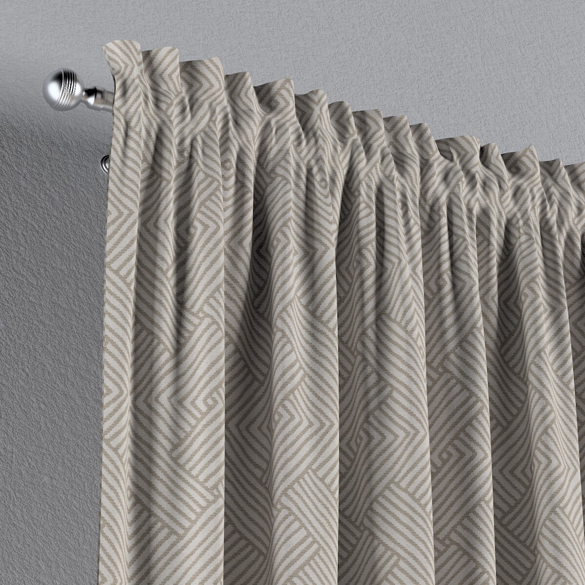 Zasłona na kanale z grzywką 1 szt. 130x260 beżowo-kremowe geometryczne wzory