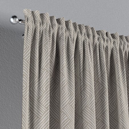 Zasłona na kanale z grzywką 1 szt. 130x260 beżowo-kremowe geometryczne wzory