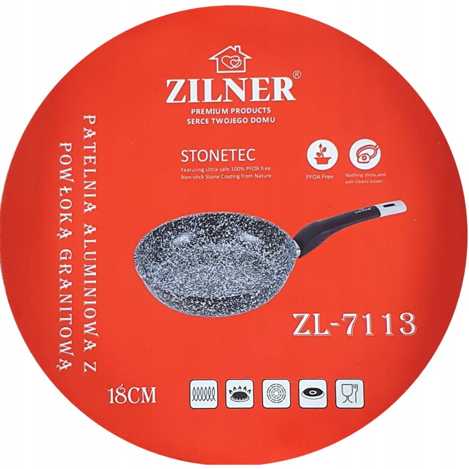 Patelnia marmurowo ceramiczna nieprzywierająca 18 cm indukcja gaz ZILNER