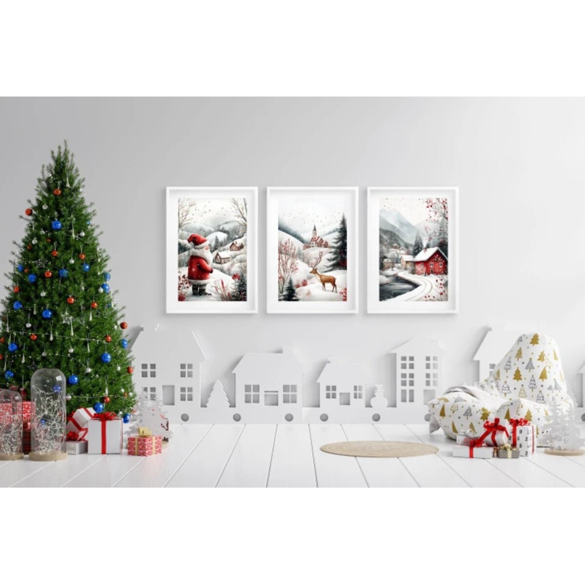Zestaw Obrazów Plakatów ściennych na Boże Narodzenie Święta do salonu