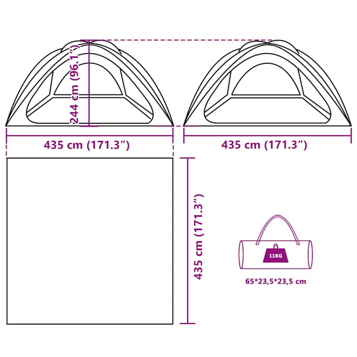 vidaXL Namiot imprezowy szary wodoodporny