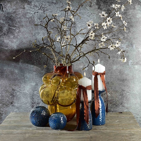 YARINE BLUE Świecznik 11x10x25cm