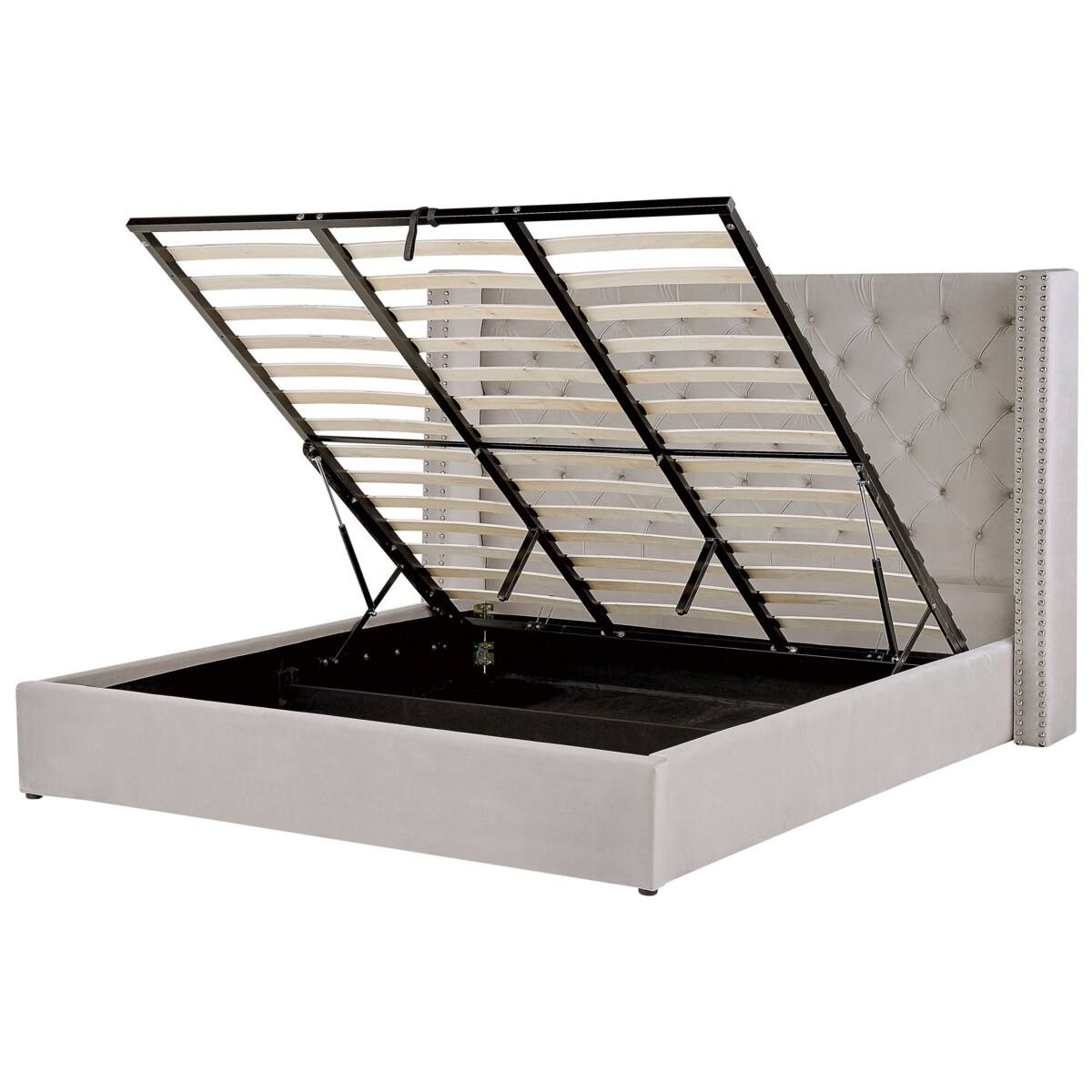 Łóżko z pojemnikiem welurowe 180 x 200 cm jasnoszare LUBBON