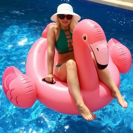 Duży materac do pływania FLAMING, nadmuchiwany, INTEX