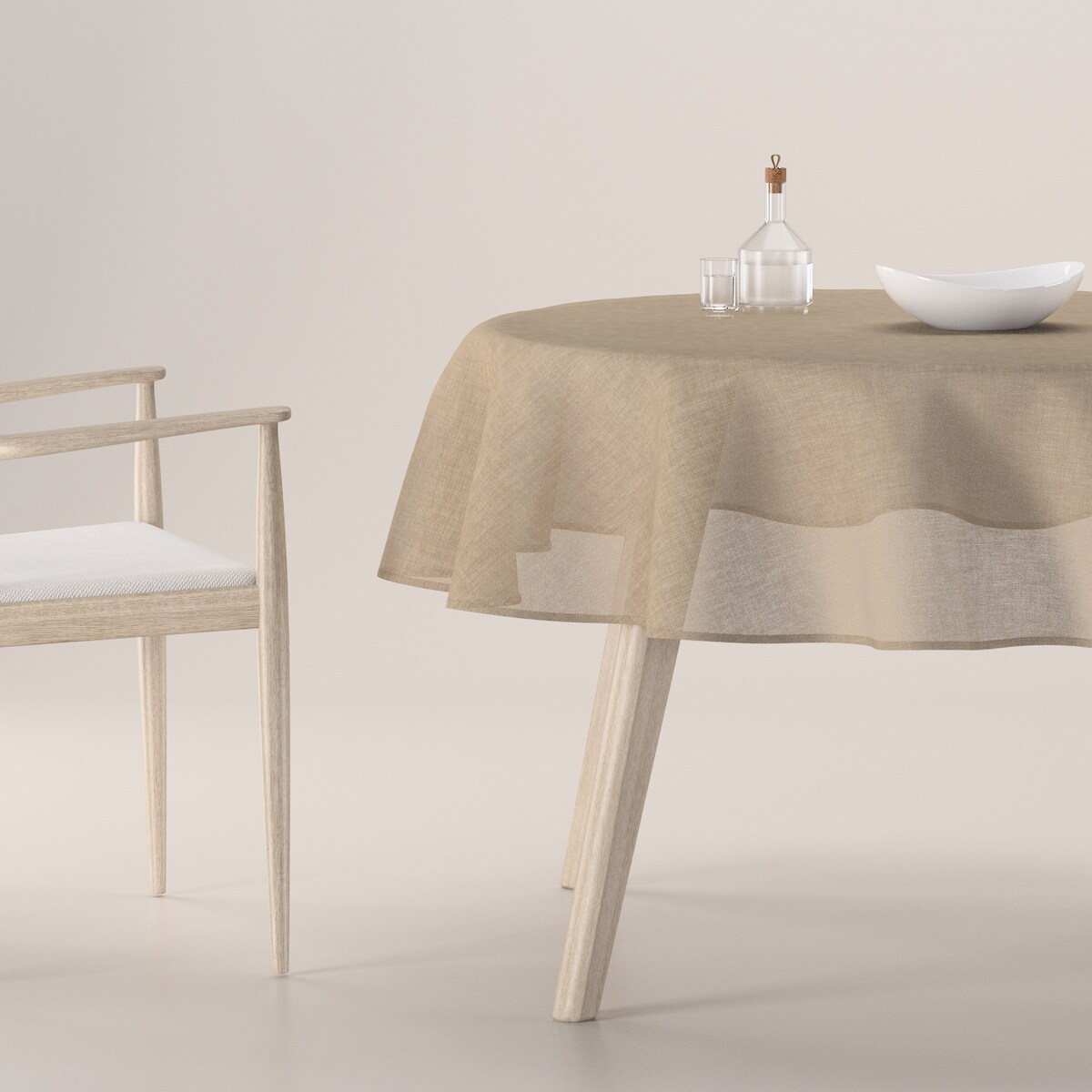 Obrus okrągły 160 x 160 cm beżowy