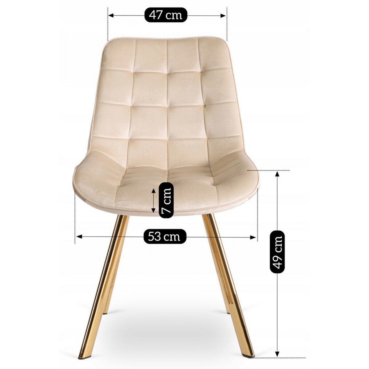 Krzesło Tapicerowane Welurowe Beżowe Do Salonu Jadalni Glamour Złoty DEVI