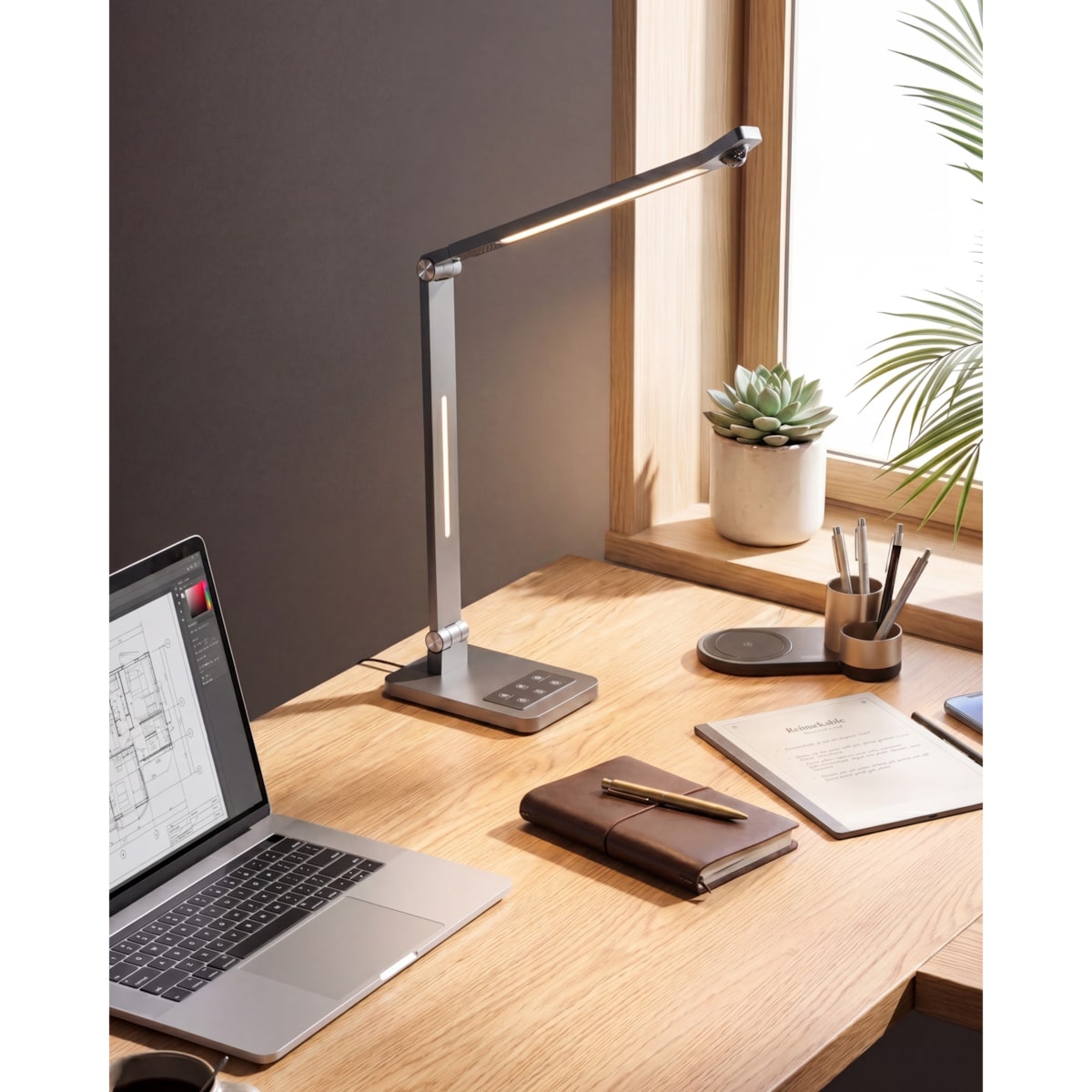 Lampa biurkowa LED LEPUS Z czujnikiem ruchu Ciemnoszary