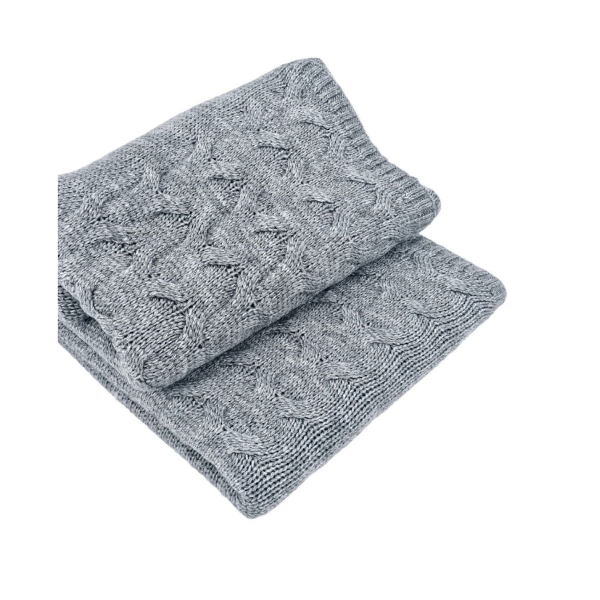 Koc dzianinowy z wełną 200x220 cm – AREZZO200 POPIEL