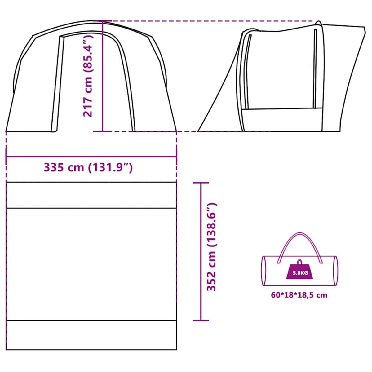 vidaXL Namiot samochodowy, zielony, wodoodporny