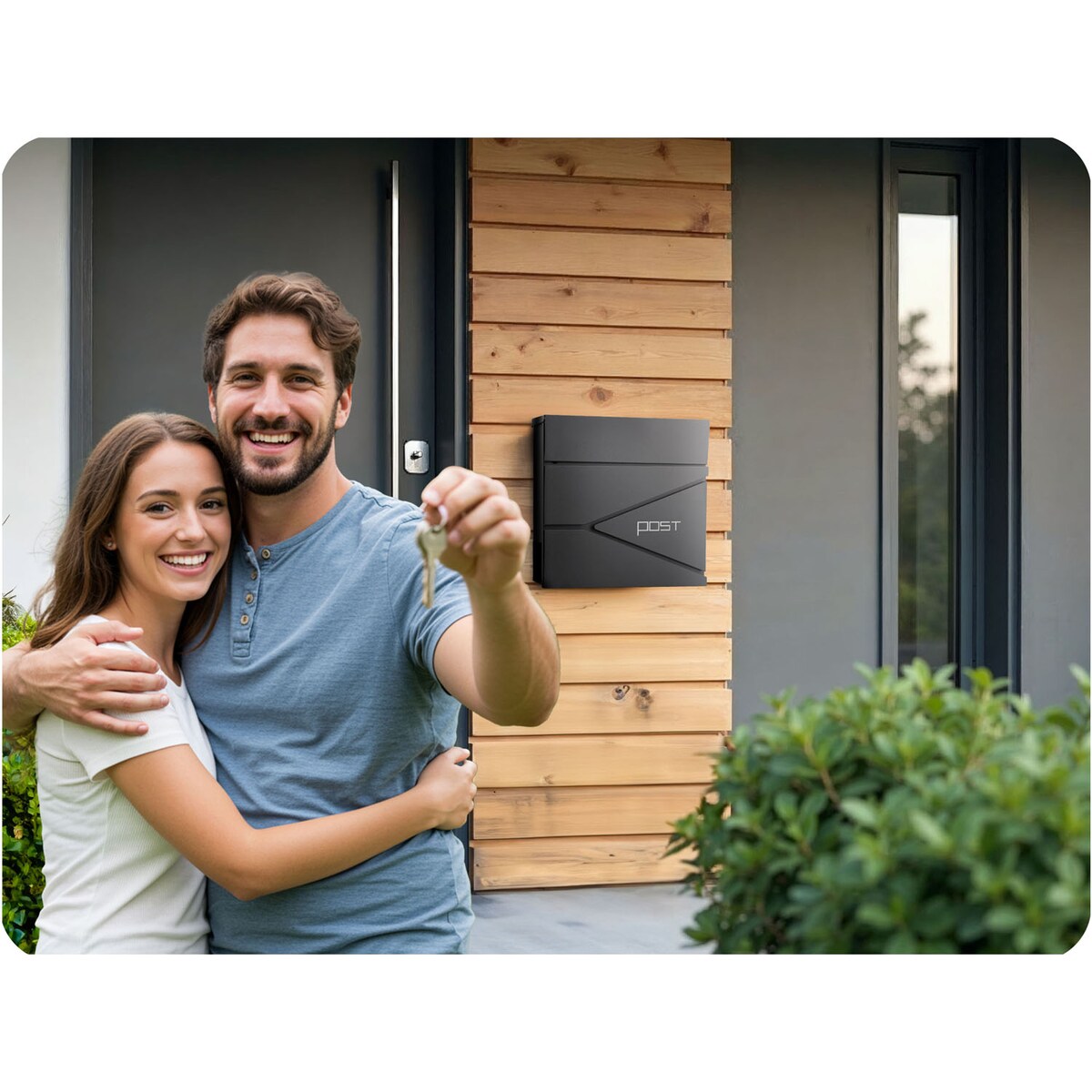 Skrzynka na listy z gazetnikiem Humberg pocztowa na bramę ogrodzenie stalowa antracyt