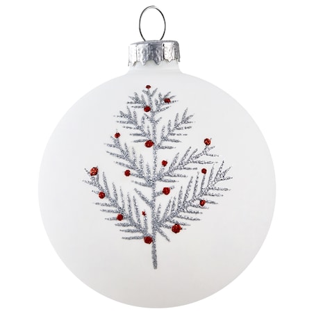 Zestaw 50 bombek SNOWFLAKE Szkło Czerwony/ biały