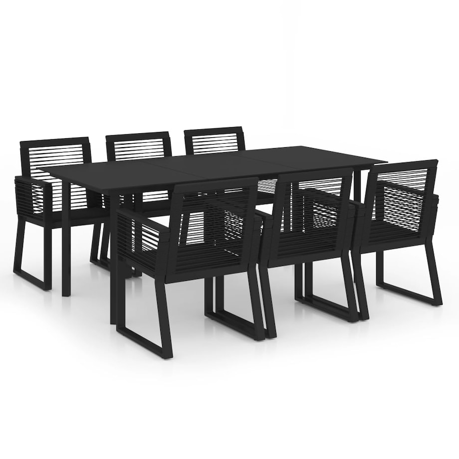 vidaXL 7-cz. zestaw mebli ogrodowych, rattan PVC, czarny