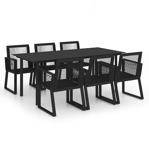 vidaXL 7-cz. zestaw mebli ogrodowych, rattan PVC, czarny
