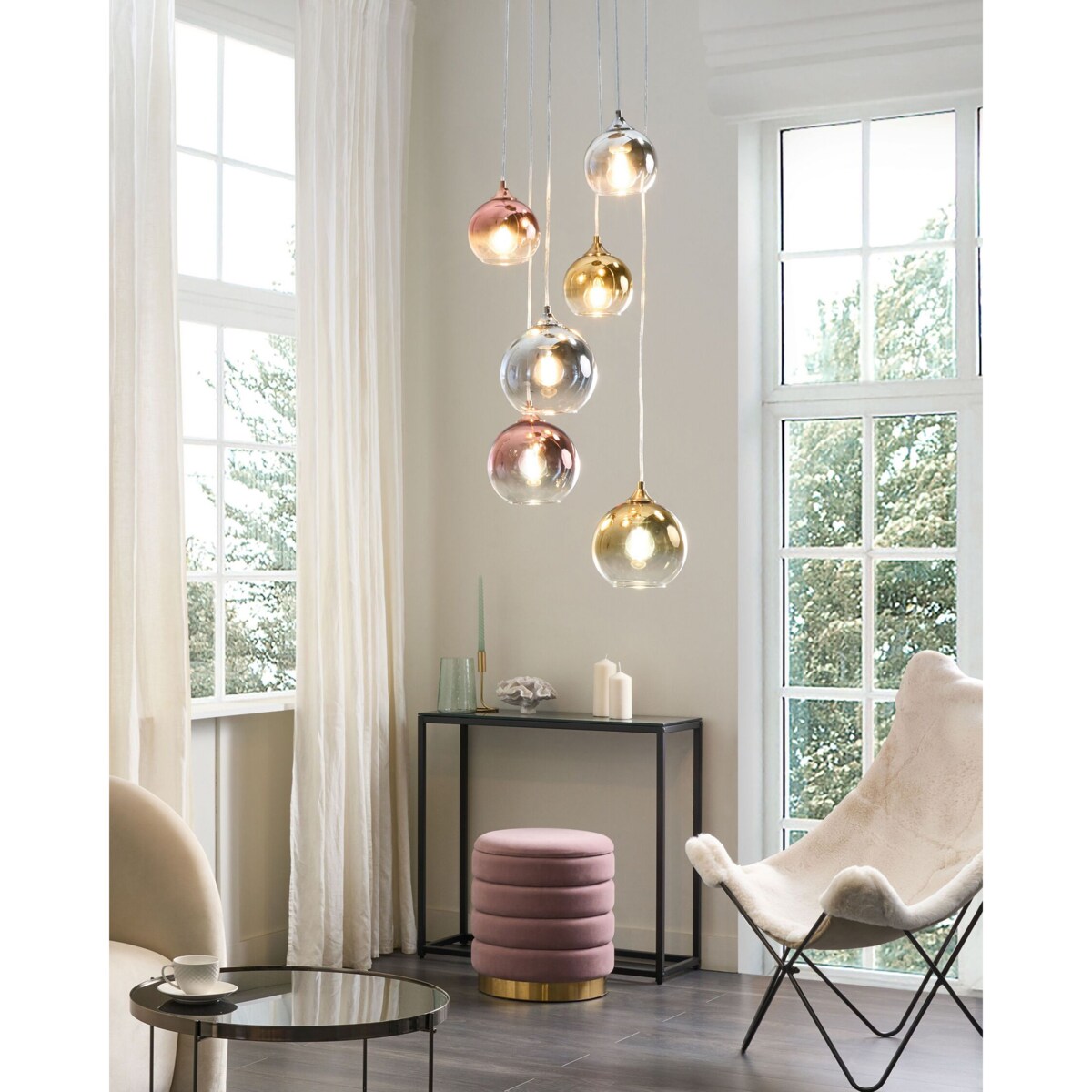 Lampa wisząca szklana 6-punktowa wielokolorowa TOOMA