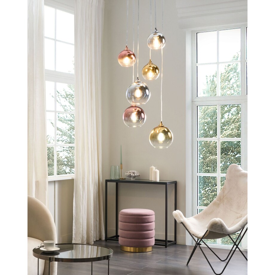 Lampa wisząca szklana 6-punktowa wielokolorowa TOOMA