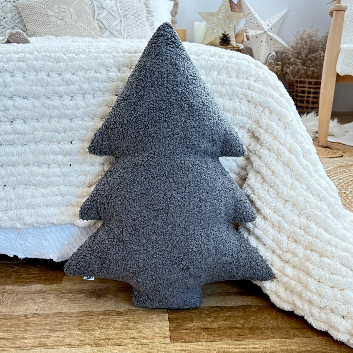 Poduszka Choinka boucle szara