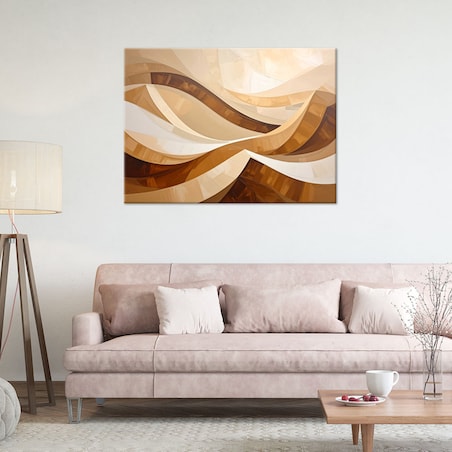 Obraz do salonu sypialni biura loftu, Abstrakcyjne fale pastelowy beżowy