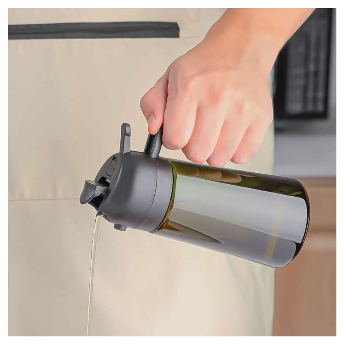 Butelka, spray do oliwy, oleju, dozownik, rozpylacz, zielony, zaciemniający 470ml POJ12