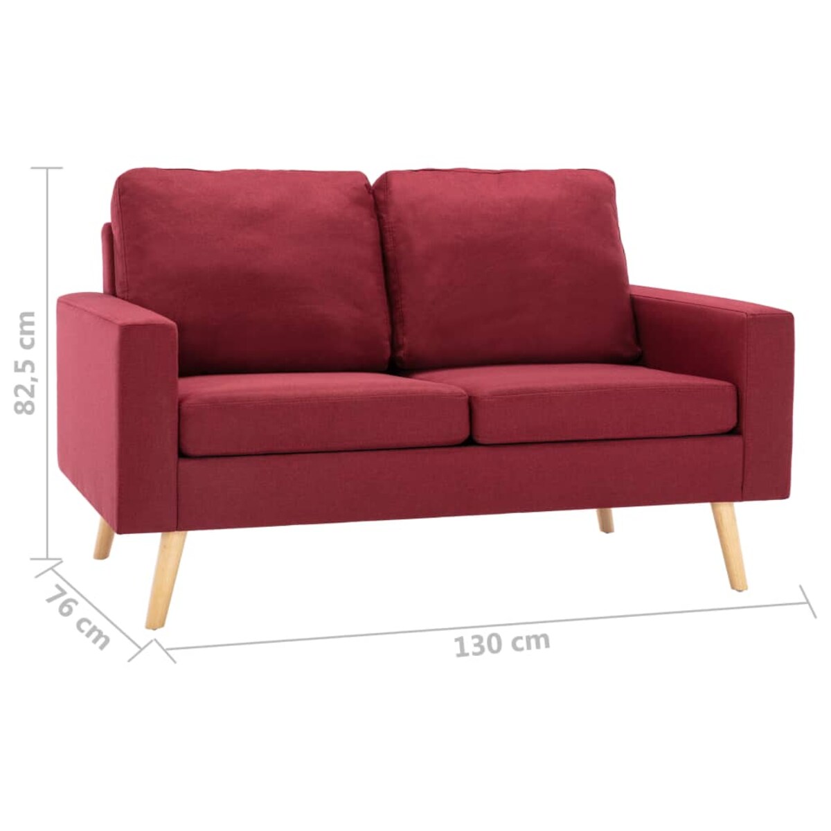 vidaXL 2-osobowa sofa, kolor czerwonego wina, tapicerowana tkaniną