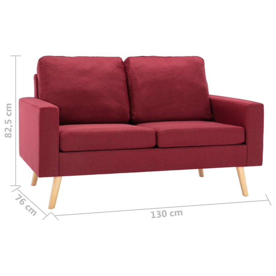 vidaXL 2-osobowa sofa, kolor czerwonego wina, tapicerowana tkaniną