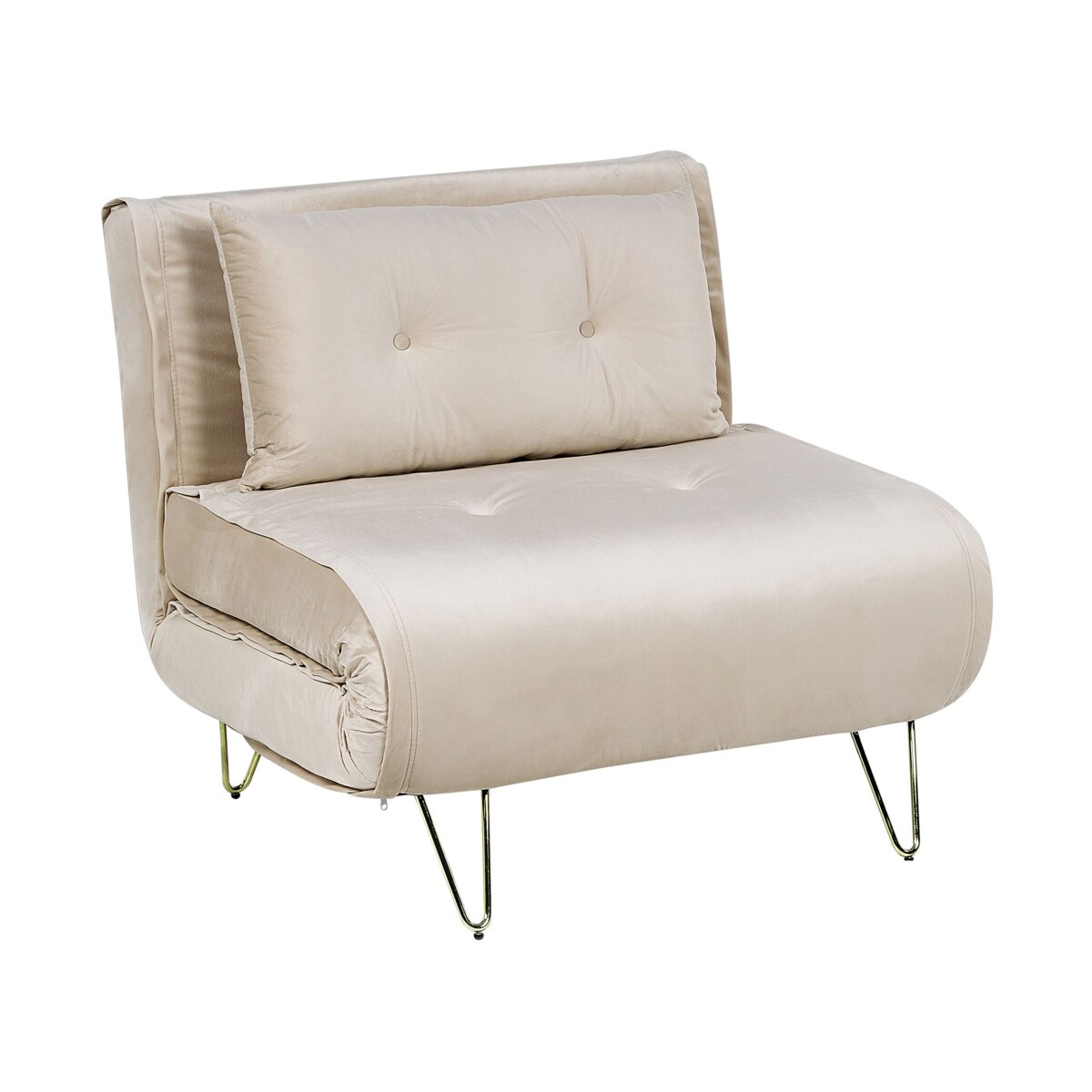 Sofa welurowa rozkładana beżowa VESTFOLD