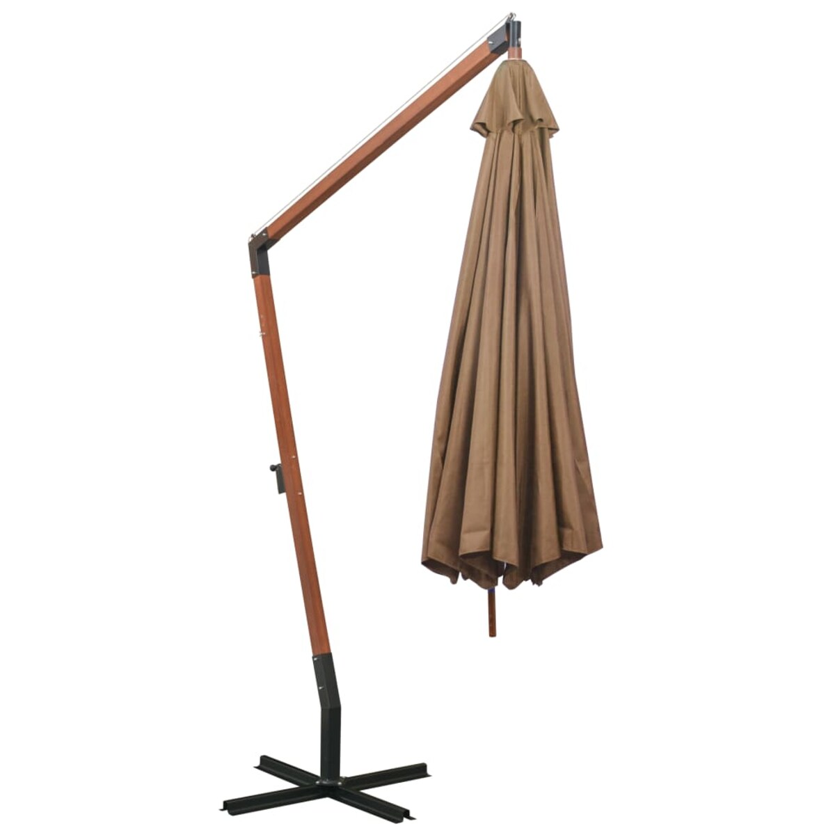 vidaXL Parasol ogrodowy wiszący, jodłowy słupek, taupe, 3,5x2,9 m
