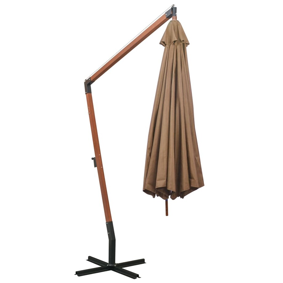 vidaXL Parasol ogrodowy wiszący, jodłowy słupek, taupe, 3,5x2,9 m