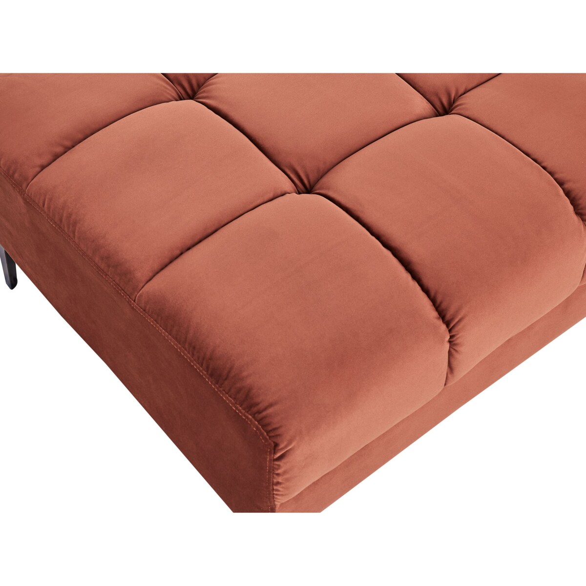 Sofa narożna lewostronna z otomaną ALNES Jasnoczerwony Welur Lewostronny