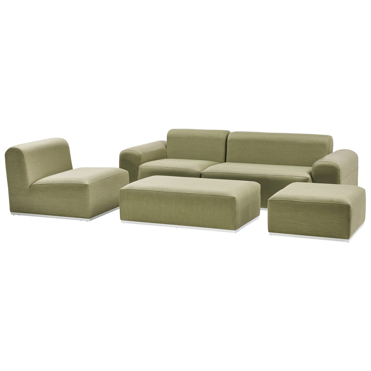 Sofa ogrodowa z otomaną dla 7 osób BATTIFOLLO Oliwkowy Modułowy