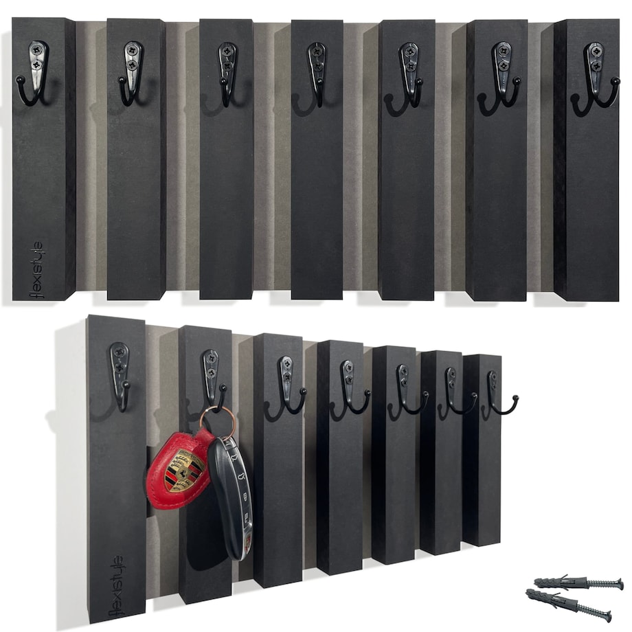 Drewniany wieszak na klucze Lamele 40cm czarny