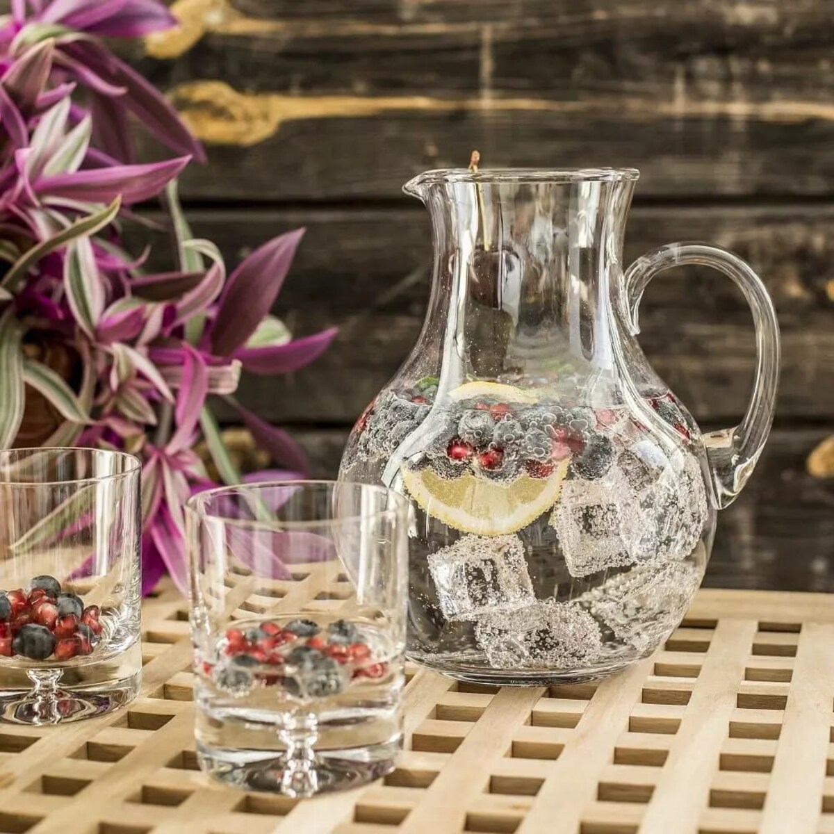 Duży szklany z rączka do wody wina lemoniady dzbanek Harmony KROSNO 1,8 L