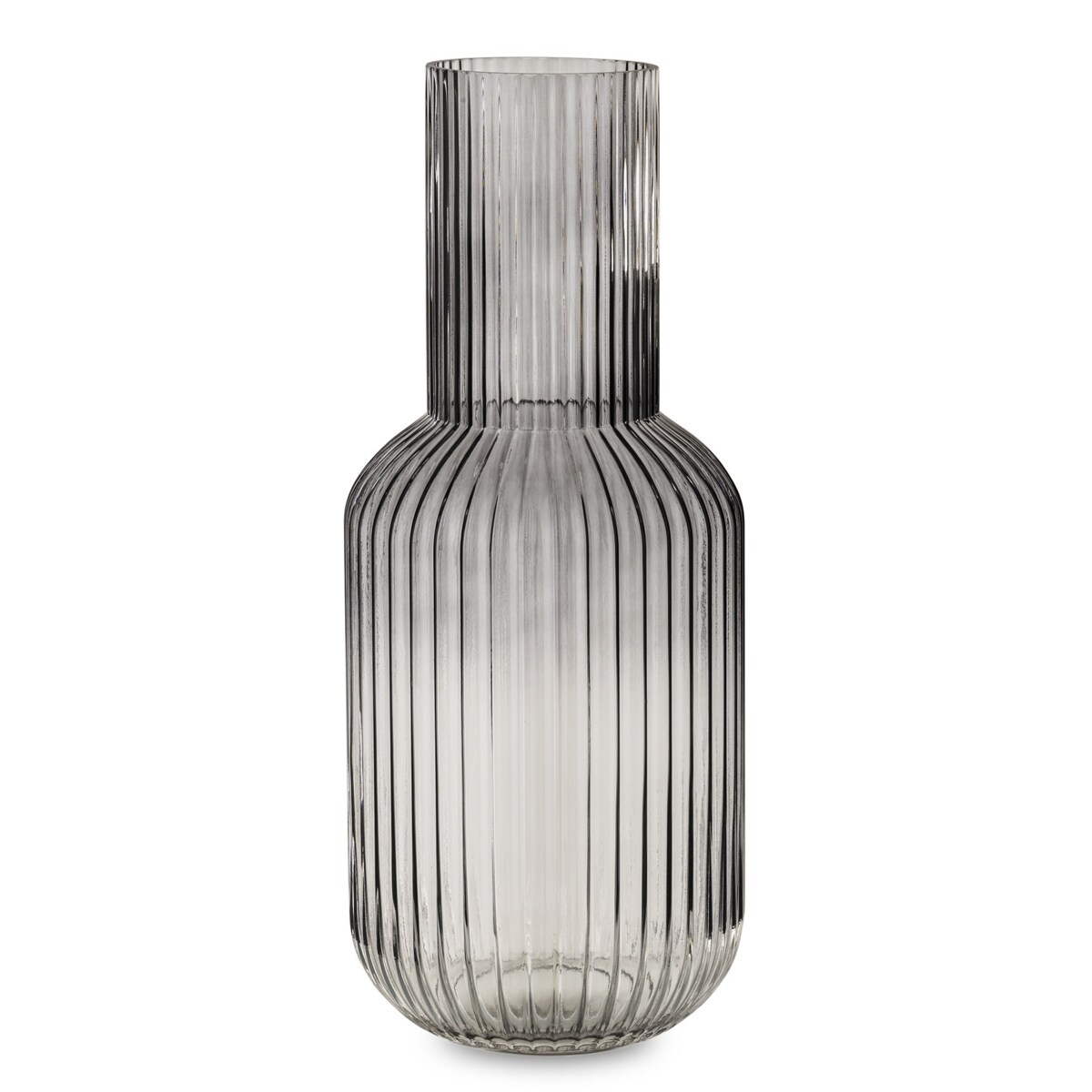 Wazon szklany ryflowany dymiony 44x18x18 cm