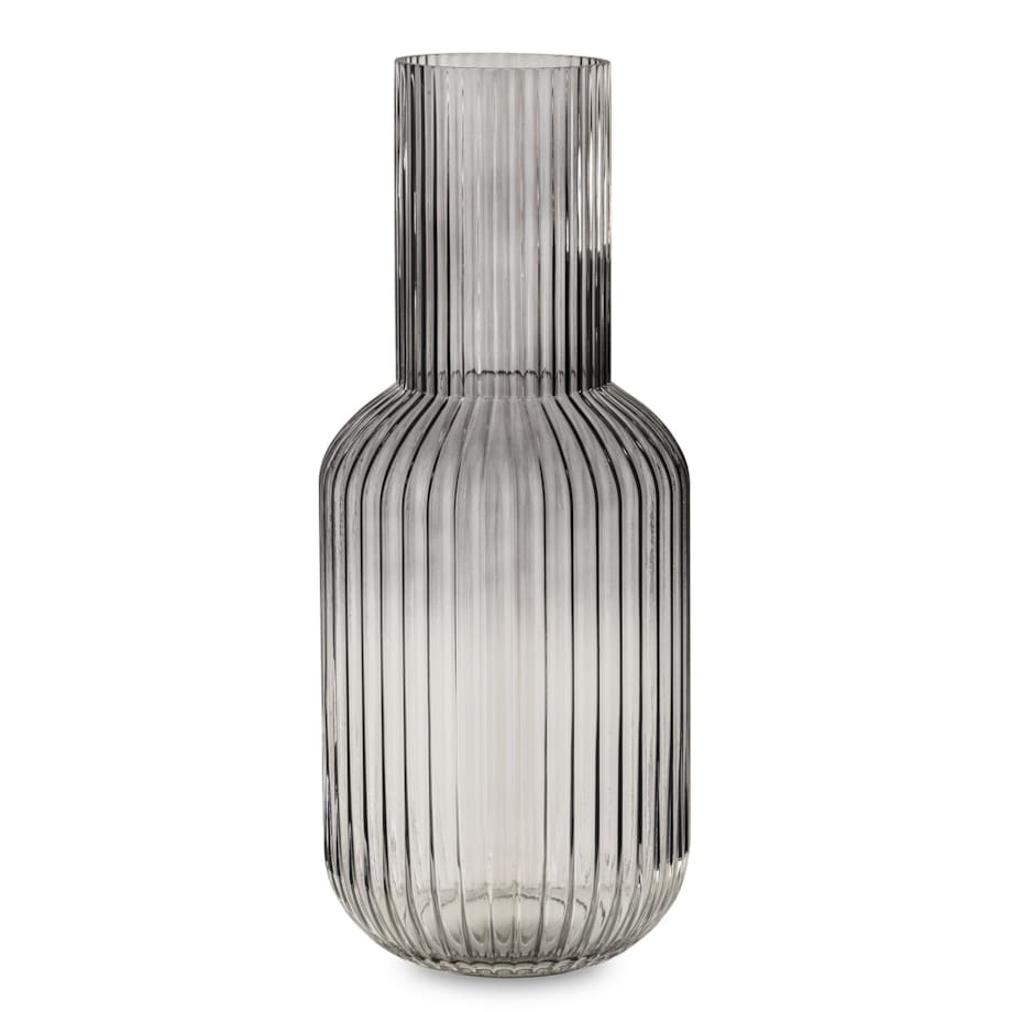 Wazon szklany ryflowany dymiony 44x18x18 cm