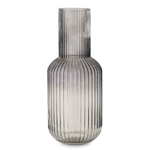 Wazon szklany ryflowany dymiony 44x18x18 cm