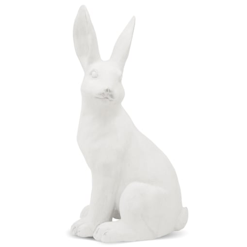 Dekoracja - siedzący biały królik 49x25x19 cm ALBUS duży