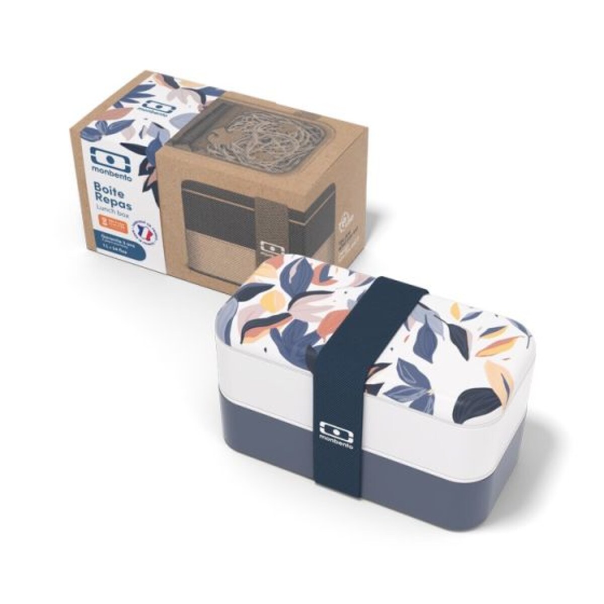 Lunchbox Bento Original Graphic Blue Vegetal Monbento