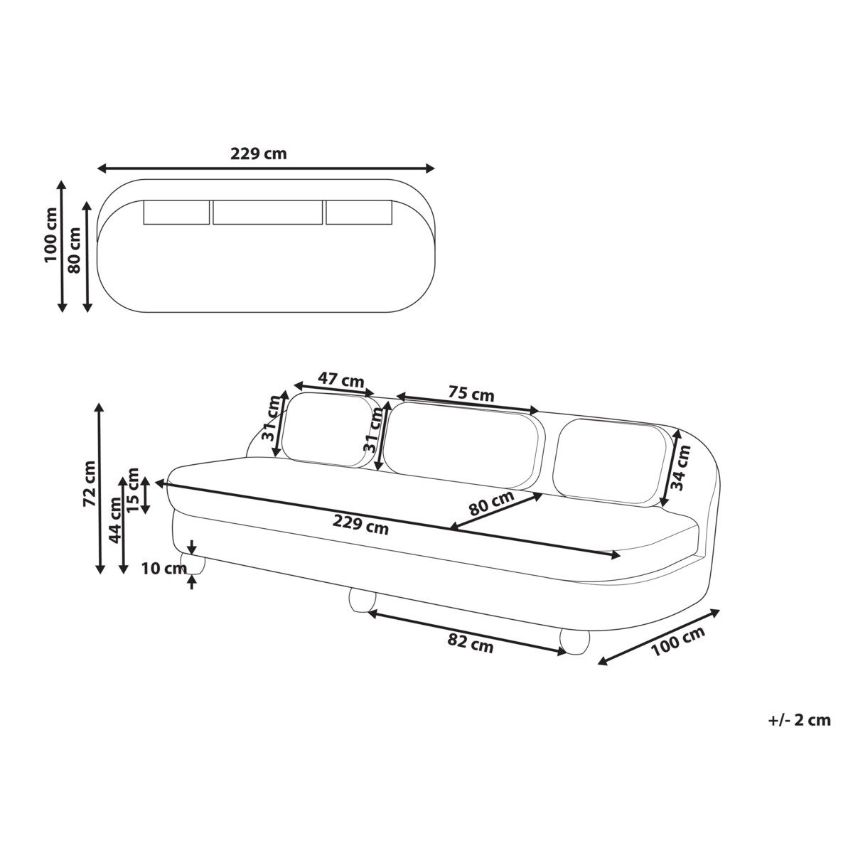 Sofa 3-osobowa złamana biel FANSEN