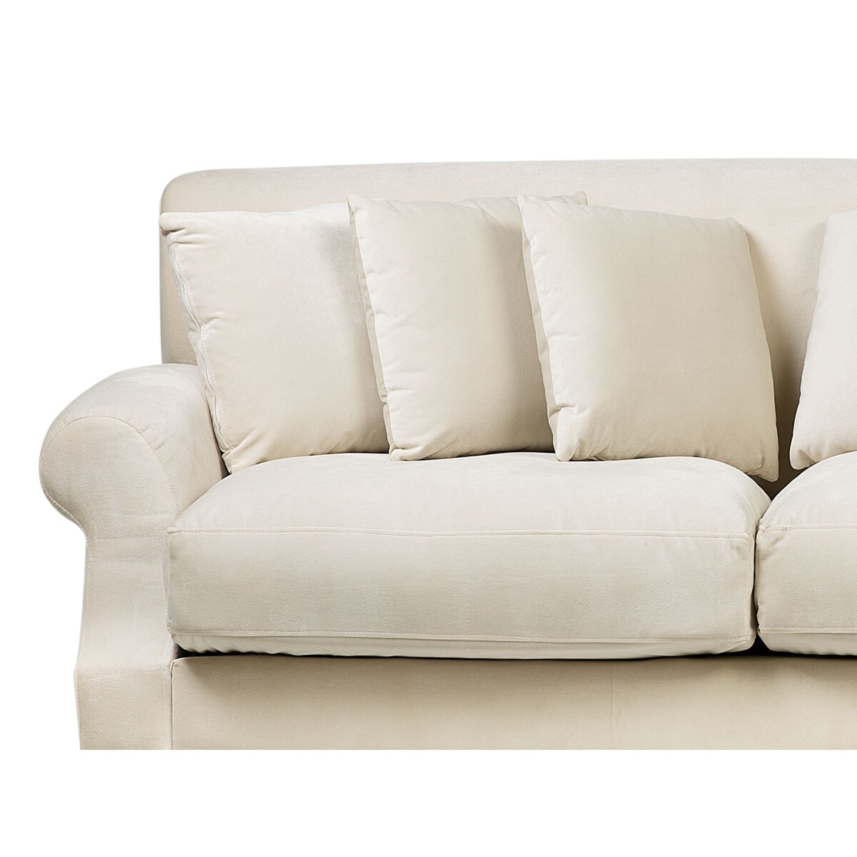 Sofa 3-osobowa welurowa jasnobeżowa EIKE