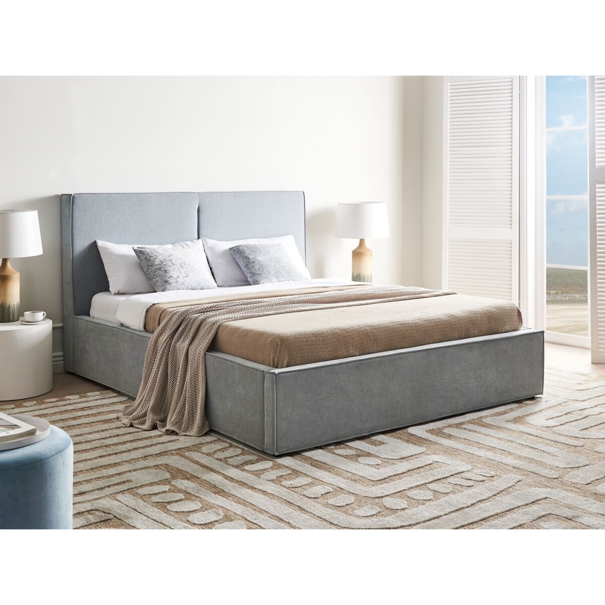 Łóżko z pojemnikiem MOISSAC 160 x 200 cm Błękitny