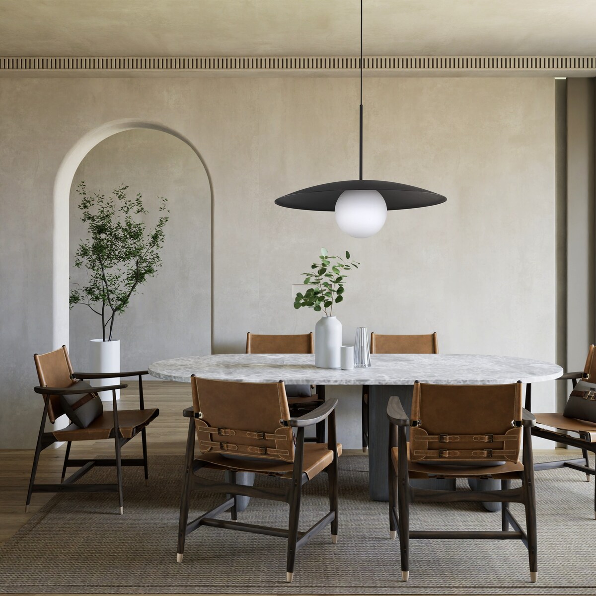 Lampa Wisząca SLATE Czarna-Biała, Szklana, Ø 65 cm, E27, TK Lighting