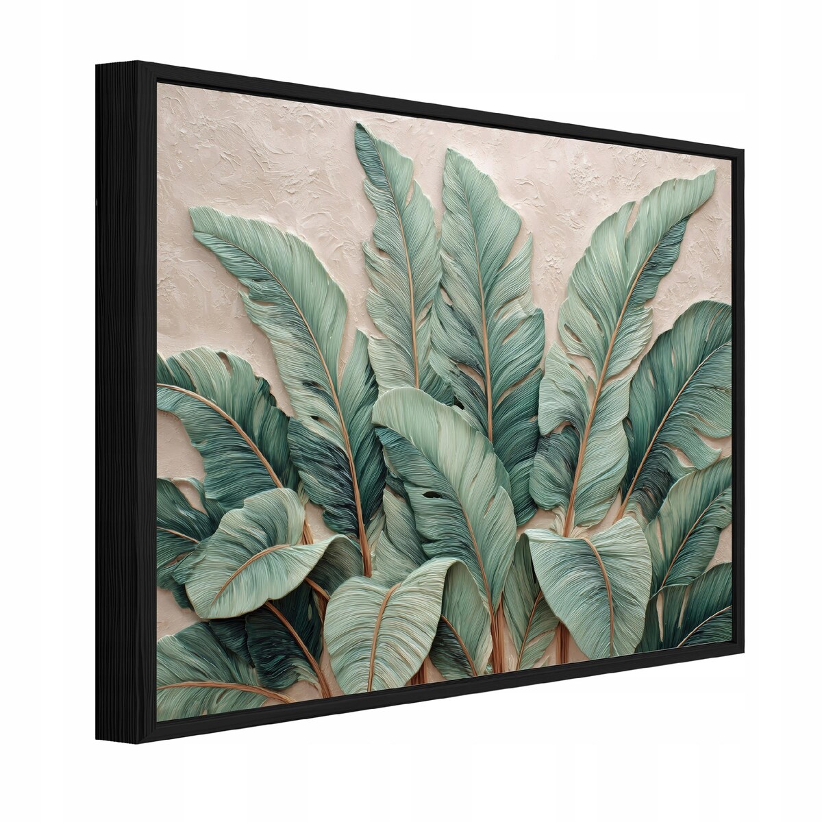 Obraz W Ramie Do Sypialni Salonu Na Płótnie Liście 3D Zielony 120x80