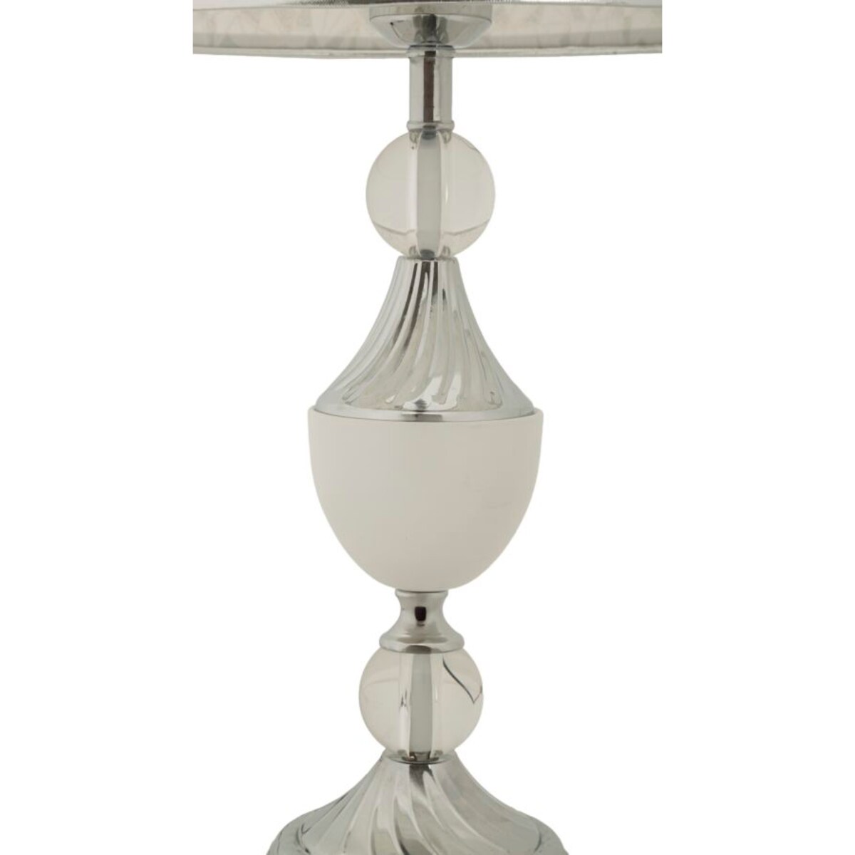 Lampa stołowa Kody, kolor srebrny i biały, żelazo i tkanina, 30 x 30 x 54 cm, 1 x E27, do salonu i sypialni, Mauro Ferretti