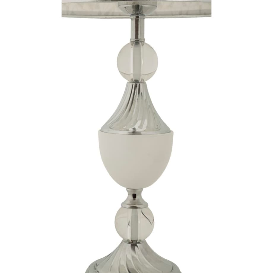 Lampa stołowa Kody, kolor srebrny i biały, żelazo i tkanina, 30 x 30 x 54 cm, 1 x E27, do salonu i sypialni, Mauro Ferretti