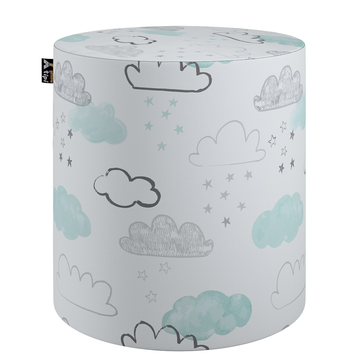 Puf Bobby, ecru-niebieski, ø40, wys. 40 cm, Magic Collection