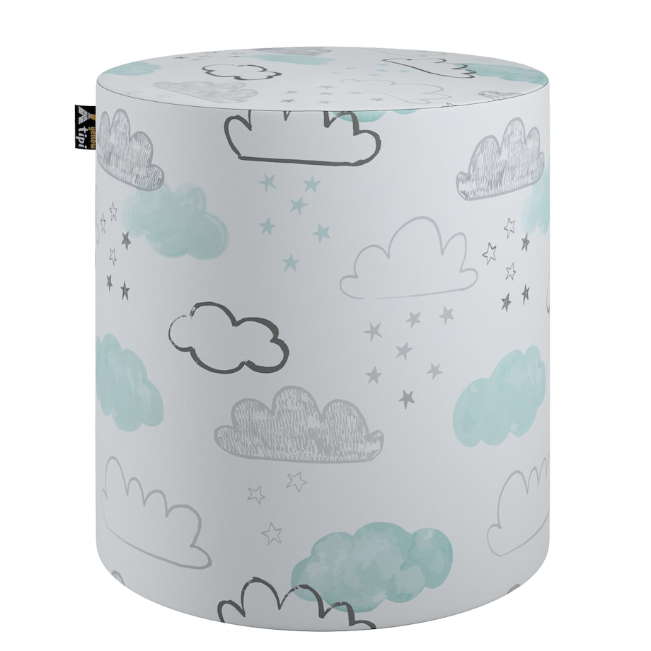 Puf Bobby, ecru-niebieski, ø40, wys. 40 cm, Magic Collection