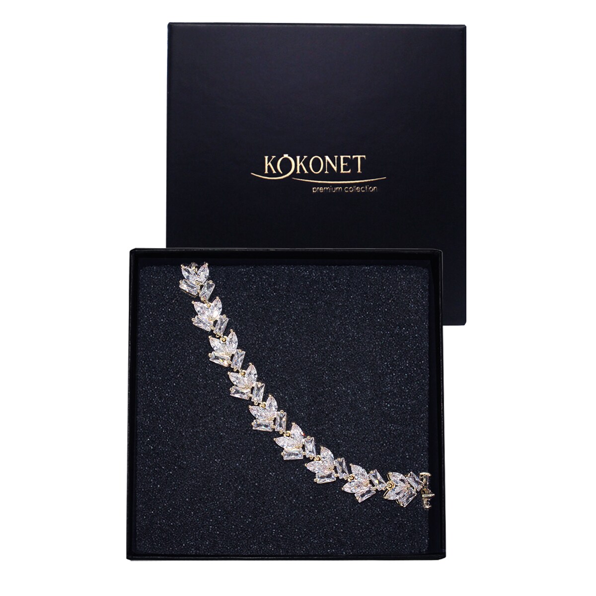 Bransoletka ślubna pozłacana z listkami okazała na ślub